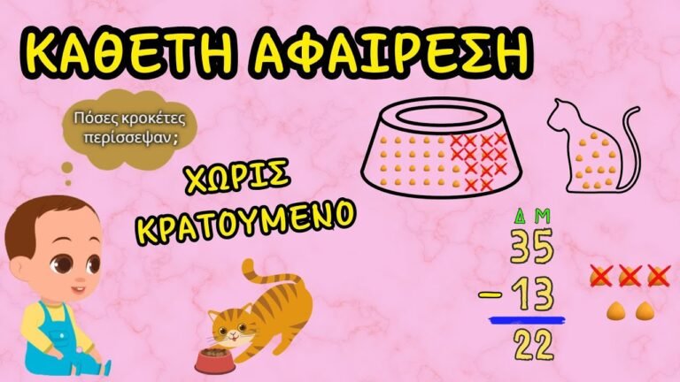 Κάθετη αφαίρεση διψήφιων αριθμών (Χωρίς κρατούμενο) — Μαθηματικά Α’, Β’ και Γ΄ Δημοτικού